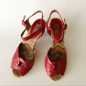 Miz Mooz Red Leather Strappy Winston Heel 7